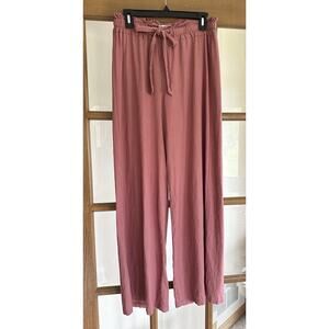 Vanilla Star High Waist Linen Blend Pants Wide Leg Women’s M Dusty Rose
